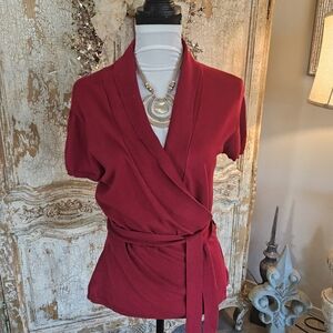 Talbots Rich Red Wrap Blouse